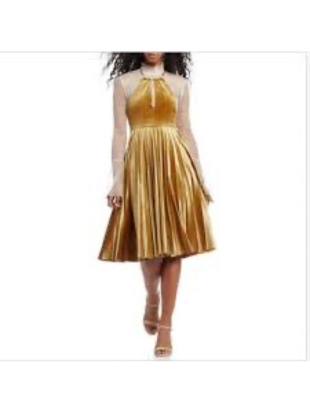 Gianni Bini Gold Velvet Dress Size Small NWT $159 - Picture 4 of 8